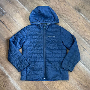 Vineyard Vines Boys Hooded Puffer Jacket S 8-10 Blue Navy Lightweight Zip Up